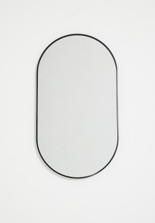 Modern Framed Pill Mirror 80x60cm In Black or Gold