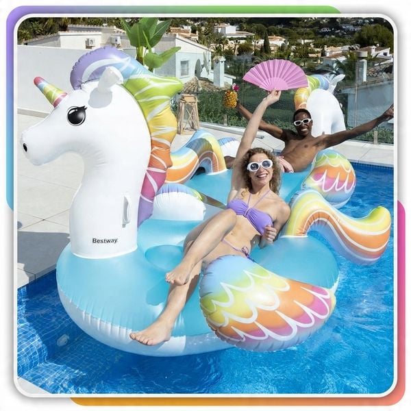 GIANT Pegasus Inflatable Mattress 224×159 cm – Pool & Beach Float with Handles