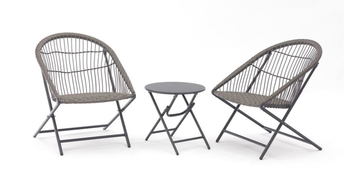 MFurn Rattan Indoor & Outdoor Chairs and Round Table – 3 Piece Set