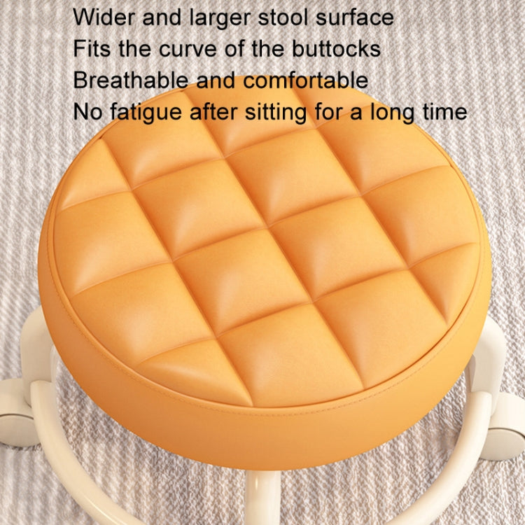 Multi Functional Round Stool Suitable For Multiple Scenarios Portable Wheel Rotation Movement And Detachable Leather Sofa Cushion Upgraded Double-Layer Frame Structure Stable Household Small Round Stool
