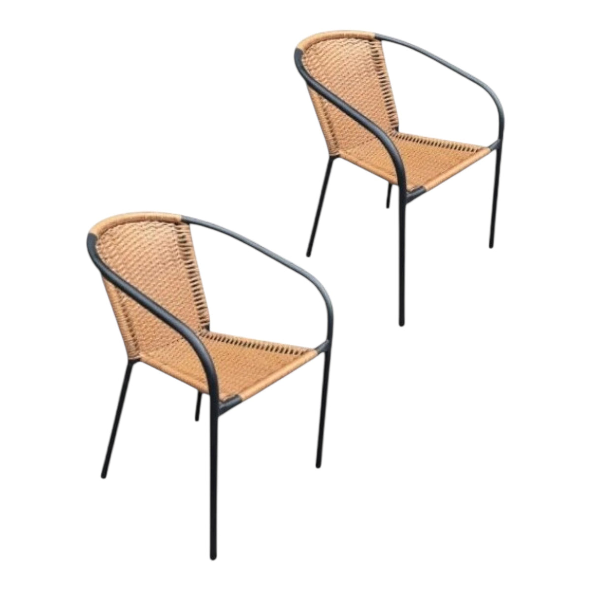 MFurn Lila Rattan Styled Outdoor Stacking Chair 2pc Set - Various Colours