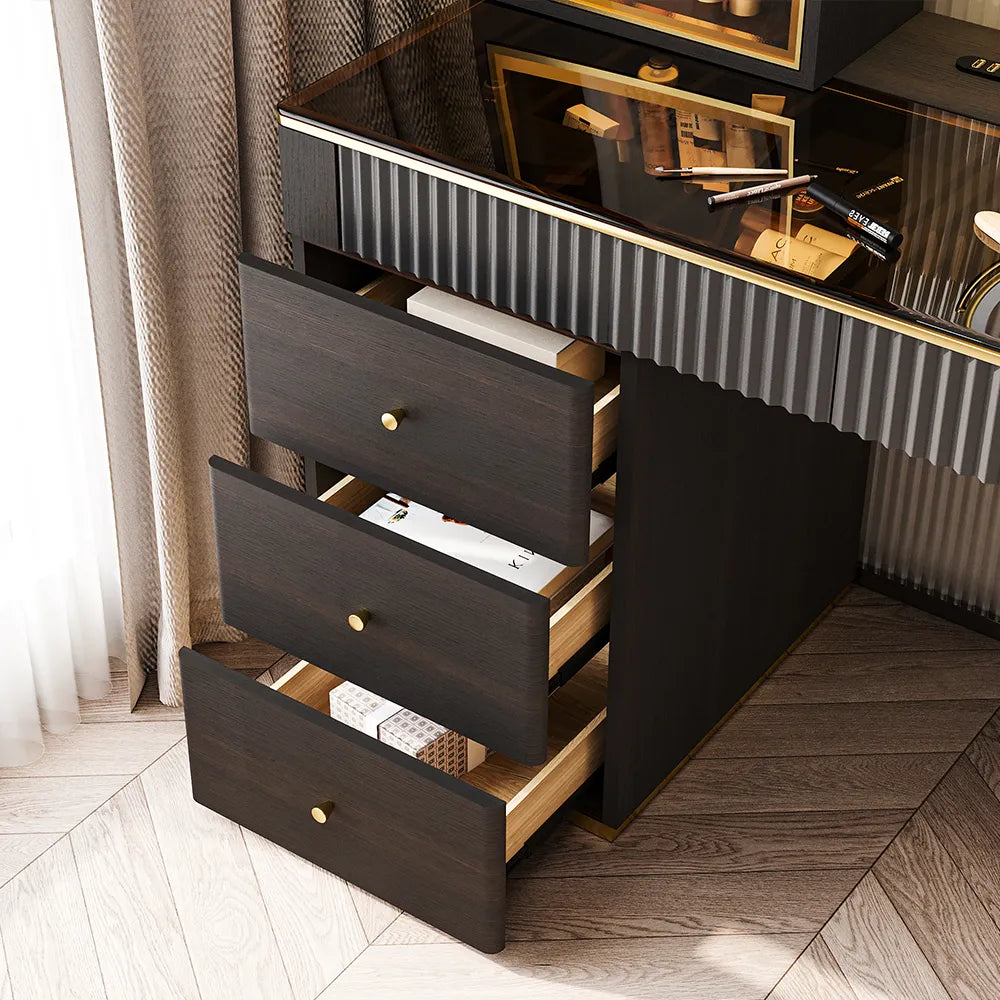 Nordic Style Modern Vanity Dresser With LED Mirror - Available In Brown or White Only PreOrder Sales Available!!!