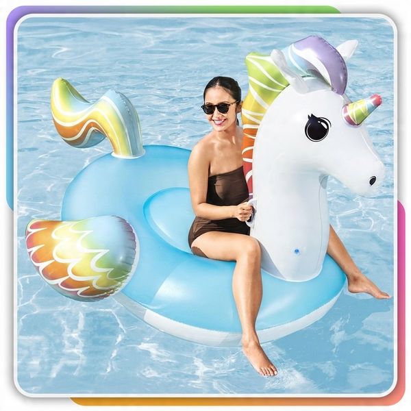 GIANT Pegasus Inflatable Mattress 224×159 cm – Pool & Beach Float with Handles