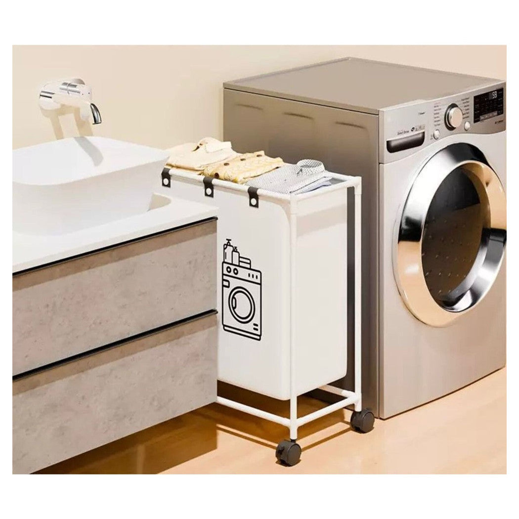 Mhome Laundry Basket – 50L with Lockable Wheels