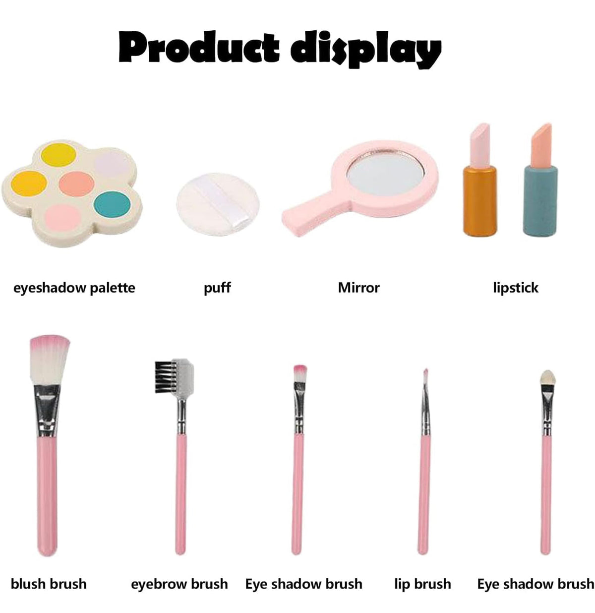 Generic Toddler Fantasy Vanity Beauty Dresser Table Play Set with Chair, Fashion & Makeup Accessories for Kid and Pretend Play, Toy,Wooden Dressing Table And Stools, Dresser Table,3,4,5 Age Kids (PINK)