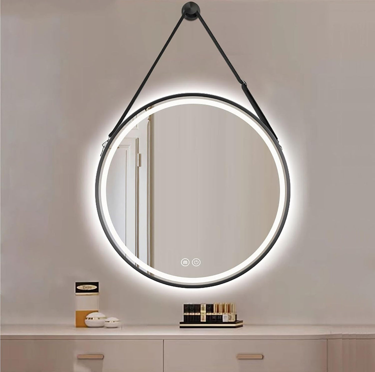 LED Bathroom Mirror, Wall Mounted Multifunction Bathroom Vanity Mirror with LED Lights Energy-Saving Illuminated Mirror