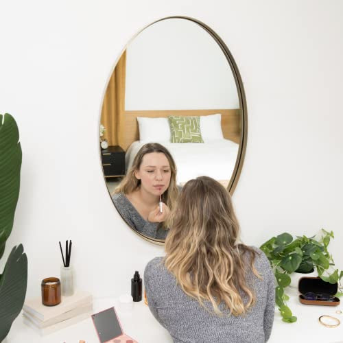 MFURN Large Oval Mirror Metal Frame Gold Or Black