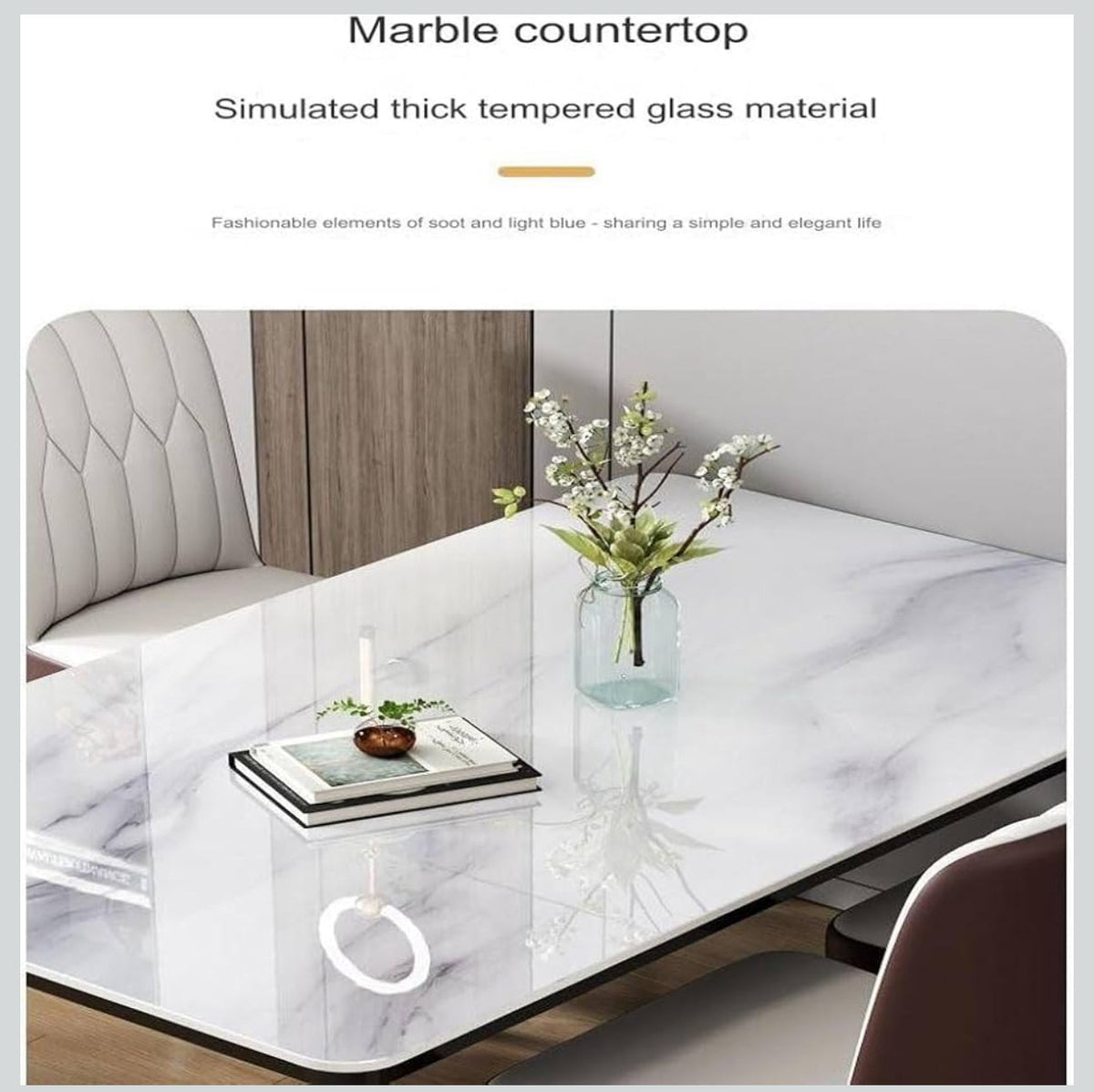 MFurn Trendy Marble Sintered Top Dining Table & Chair 5pc Set
