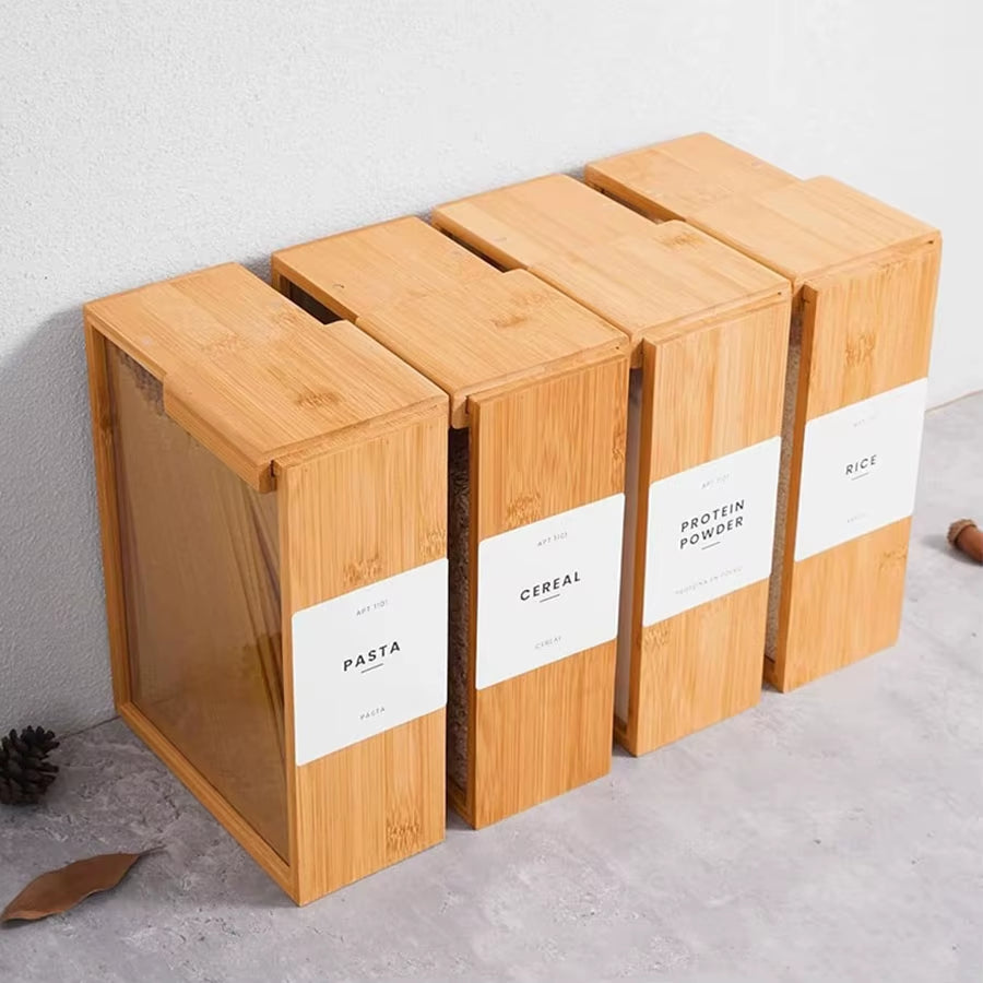 MHome Bamboo Dry Storage Container – Airtight Food Storage