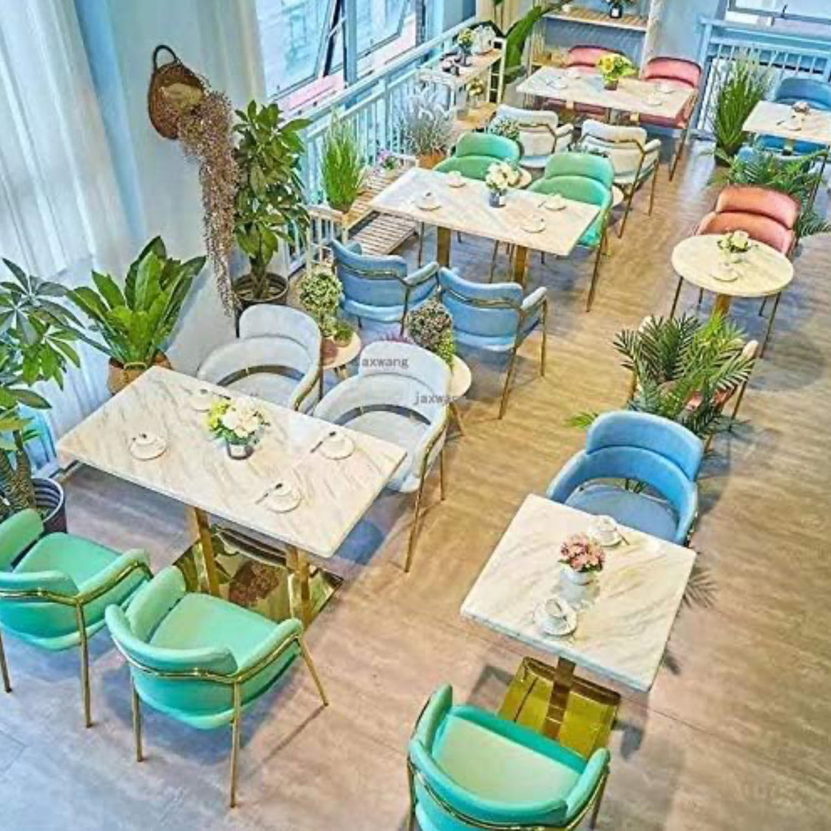 Nordic Dining Chair Lounge Chair Single Metal Fabric Restaurant Dining Chair Designer Cafe Dressing Chair -Various Colours