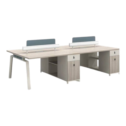 Four Way Workstation With Fixed Lockable Pedestals