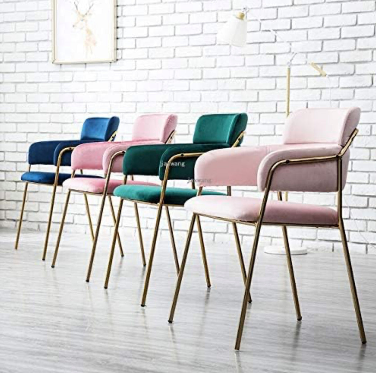 Nordic Dining Chair Lounge Chair Single Metal Fabric Restaurant Dining Chair Designer Cafe Dressing Chair -Various Colours