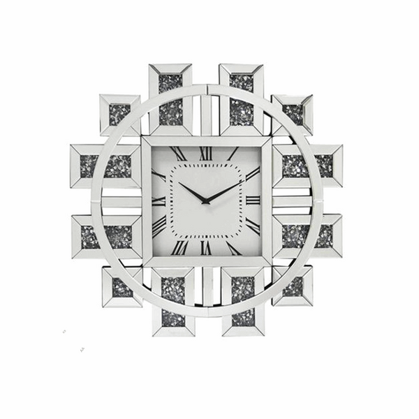 Mirror Wall Clock Modern Design Big Size Diamond Wall Clocks Home Decor Silent Luxury Gold Glass Living Room Decoration Gift