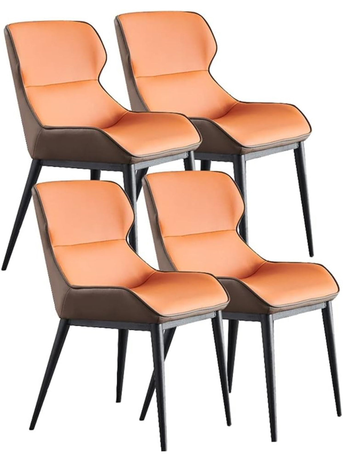 Modern Leather Mid Century Dining Chairs, Upholstered Kitchen Dining Room Chairs, High Backrest Dinner Chair for Living Room Bedrooms