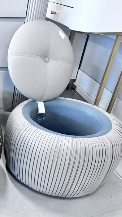 Round Ottoman with Storage, Round Shoe Storage Ottoman, Ottoman Footstool, Upholstered Round Foot Rest Coffee Table Padded Seat for Living Room Bedroom