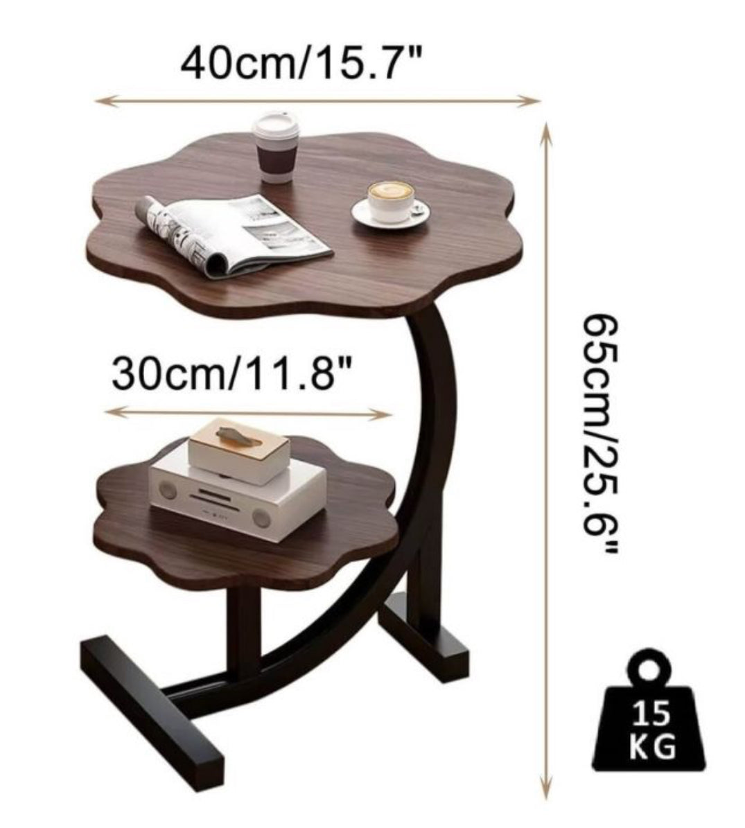MFurn Double-Layer Flower Nordic Modern Coffee Table – 2-Tier C-Shaped Side Table