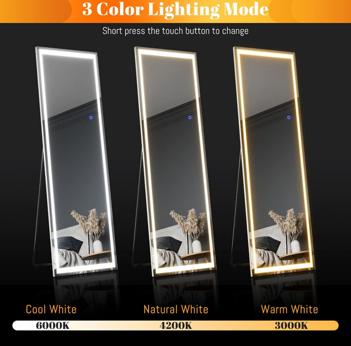 Frameless LED Mirror 160x50x3mm - Available in Cool White, Natural Light & Warm White