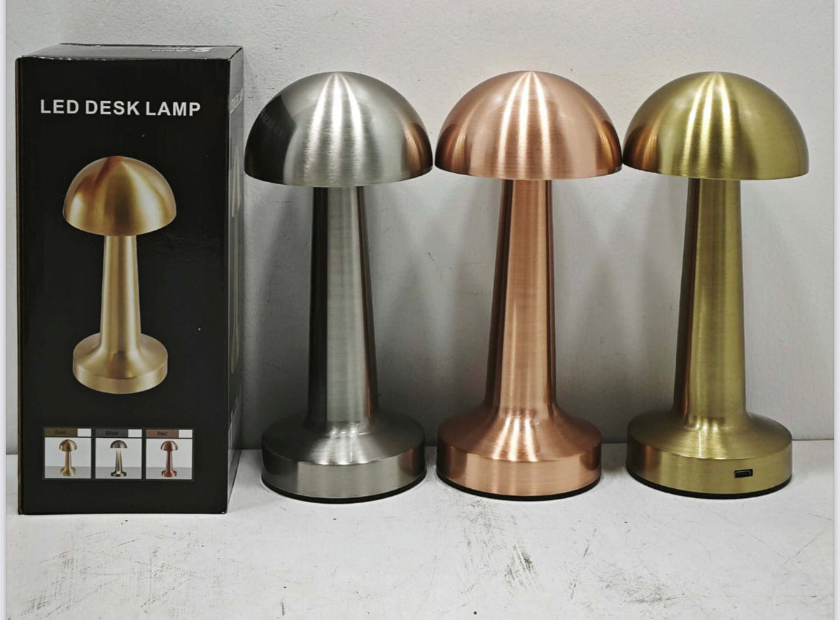 Metal Mushroom Table Lamp, Creative Cordless LED Desk Lamp Durable Top Touch Night Light Durable