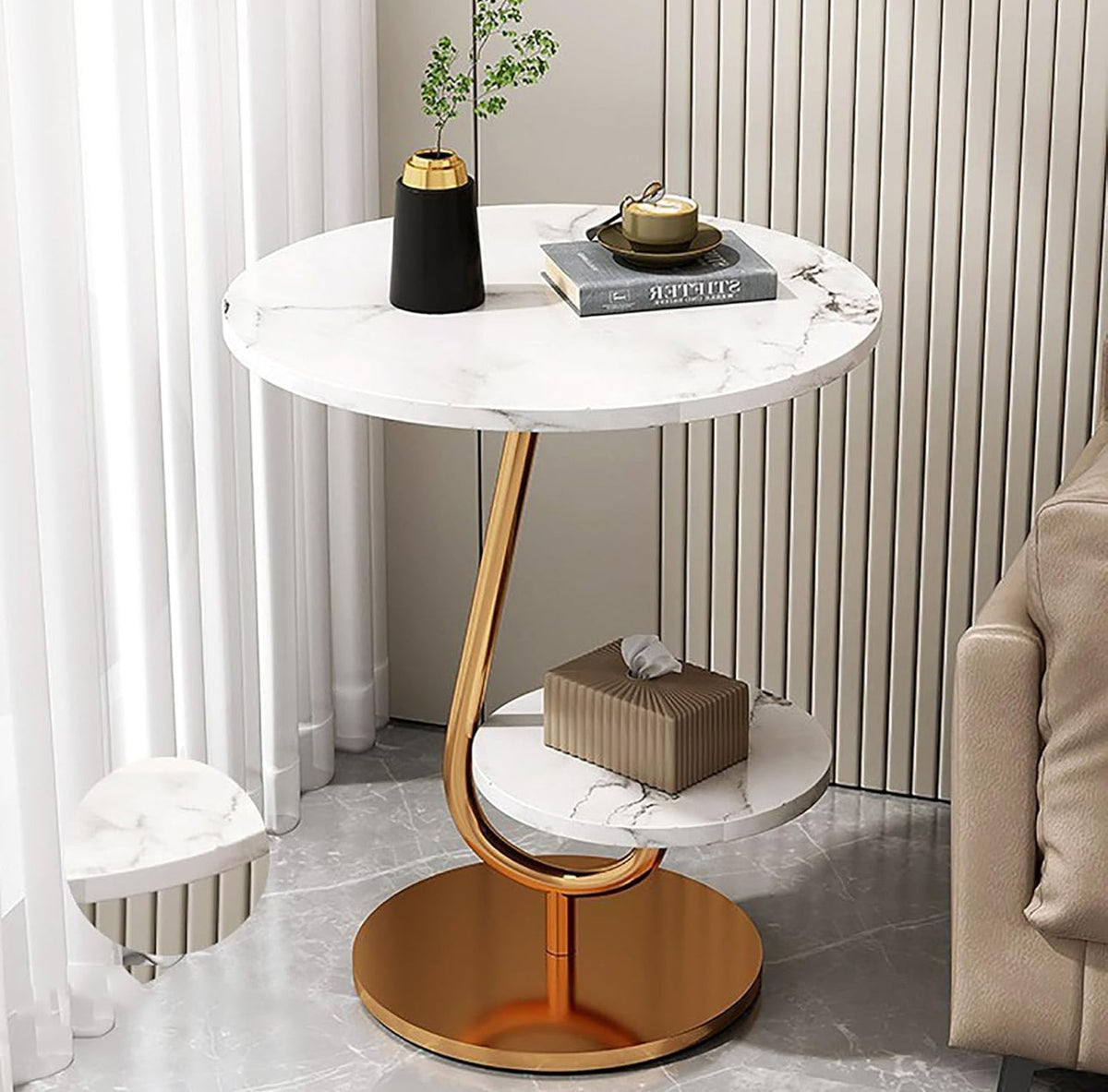 MFurn Mid Century Round Coffee Table with Storage