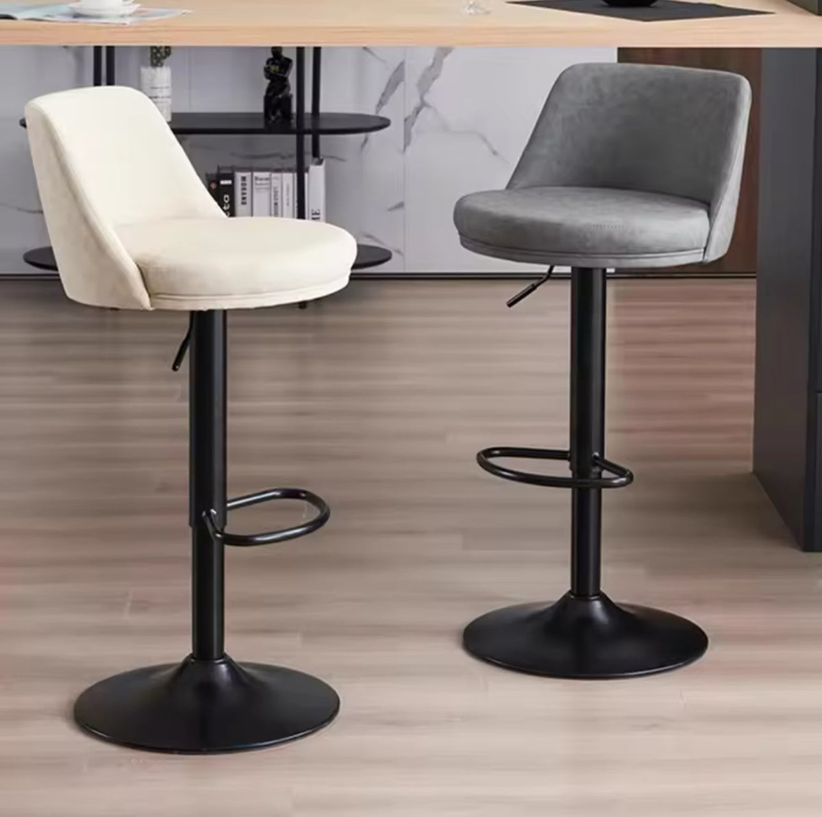 2 Set of Bar Stools PU Leather Kitchen Chairs Back Stool