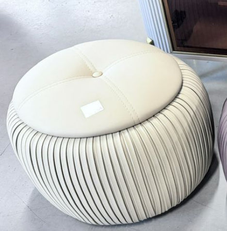 Round Ottoman with Storage, Round Shoe Storage Ottoman, Ottoman Footstool, Upholstered Round Foot Rest Coffee Table Padded Seat for Living Room Bedroom