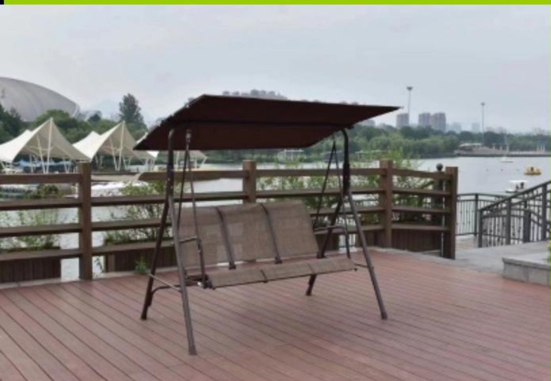 3 Person Outdoor Patio Swing Seat with Adjustable Canopy, All Weather Resistant Hammock Swing Chair , High Load-Bearing Sunshade Swing for Patio Garden