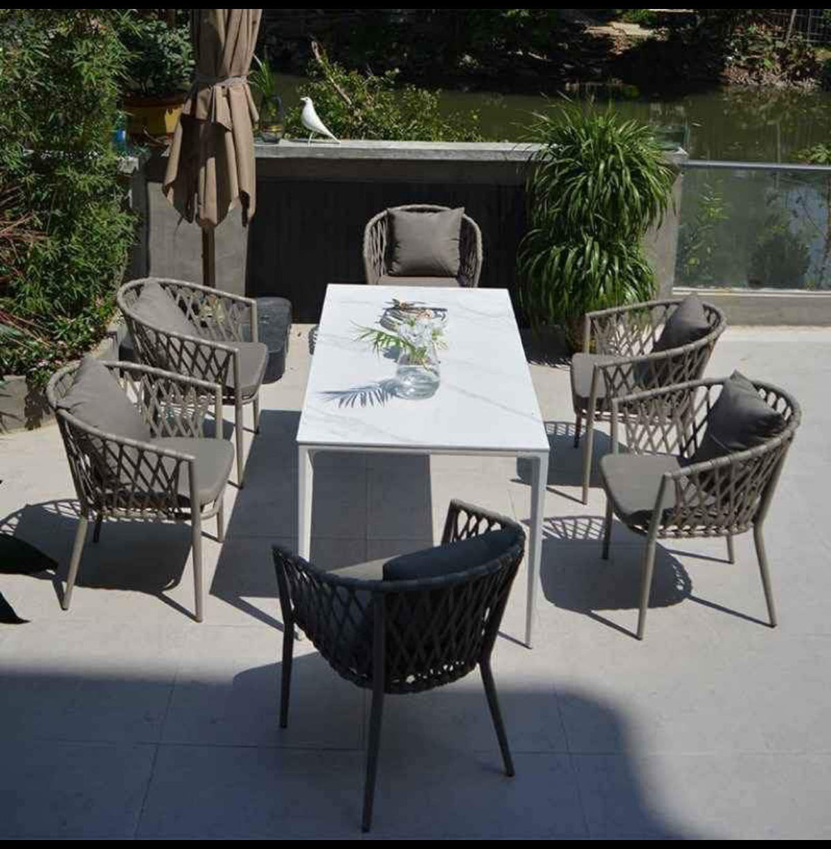 MHome 6-Seater Outdoor Patio & Garden Dining Set – Nordic Bohemian Style