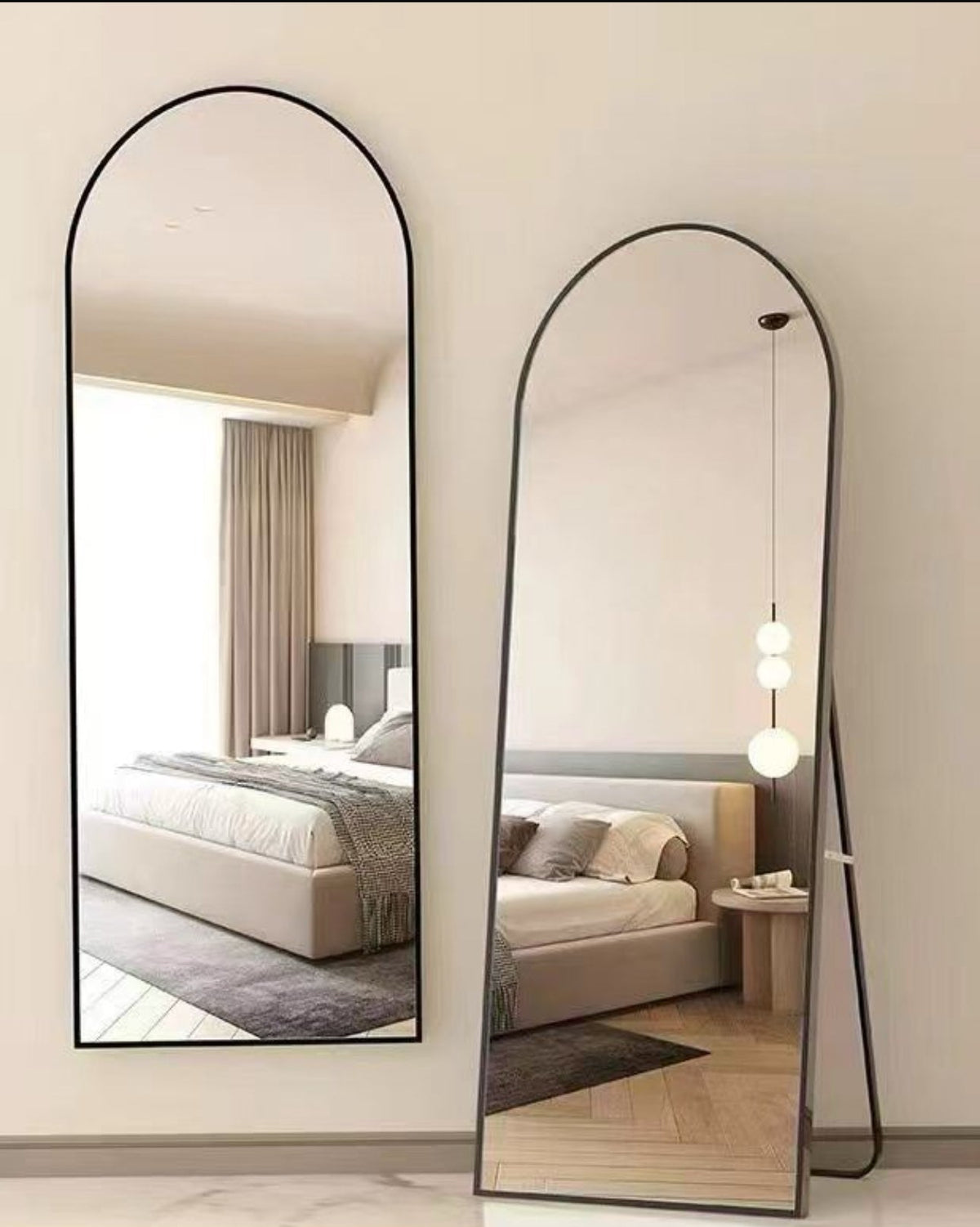MHome Arched Full-Length Mirror – Freestanding Or Wall-Mounted | Black Or Gold Frame 162x57cm