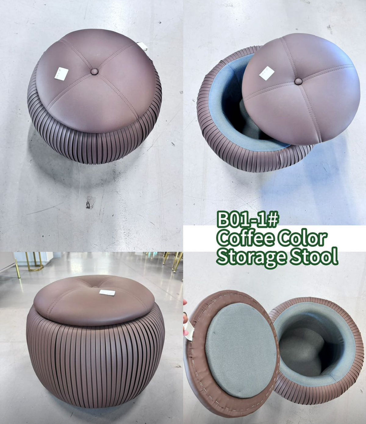 Round Ottoman with Storage, Round Shoe Storage Ottoman, Ottoman Footstool, Upholstered Round Foot Rest Coffee Table Padded Seat for Living Room Bedroom