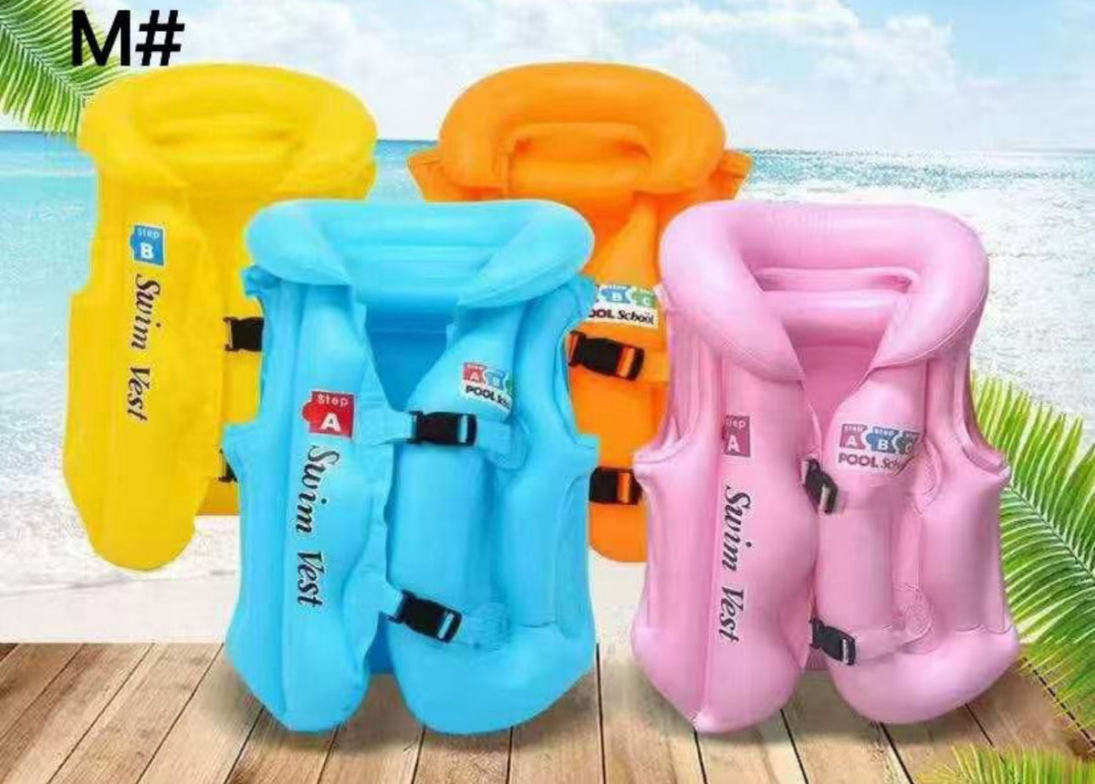 Inflatable Swimming Vest – Adjustable Blue Swim Jacket for Kids