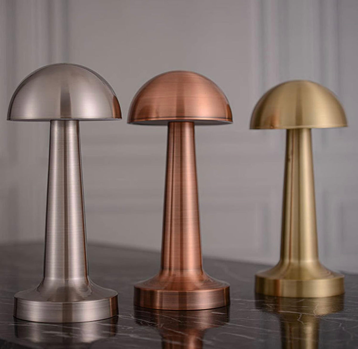 Metal Mushroom Table Lamp, Creative Cordless LED Desk Lamp Durable Top Touch Night Light Durable