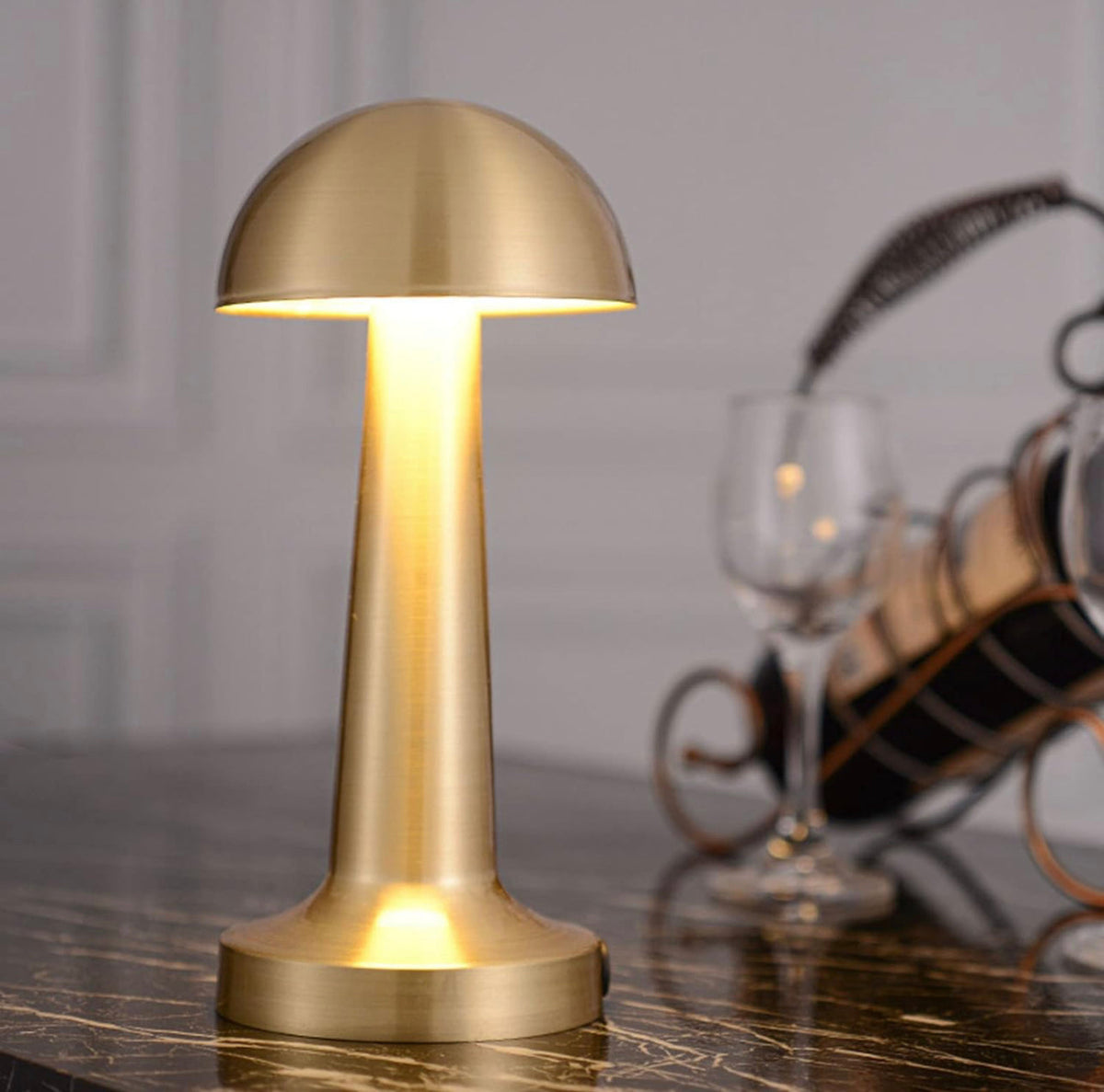 Metal Mushroom Table Lamp, Creative Cordless LED Desk Lamp Durable Top Touch Night Light Durable