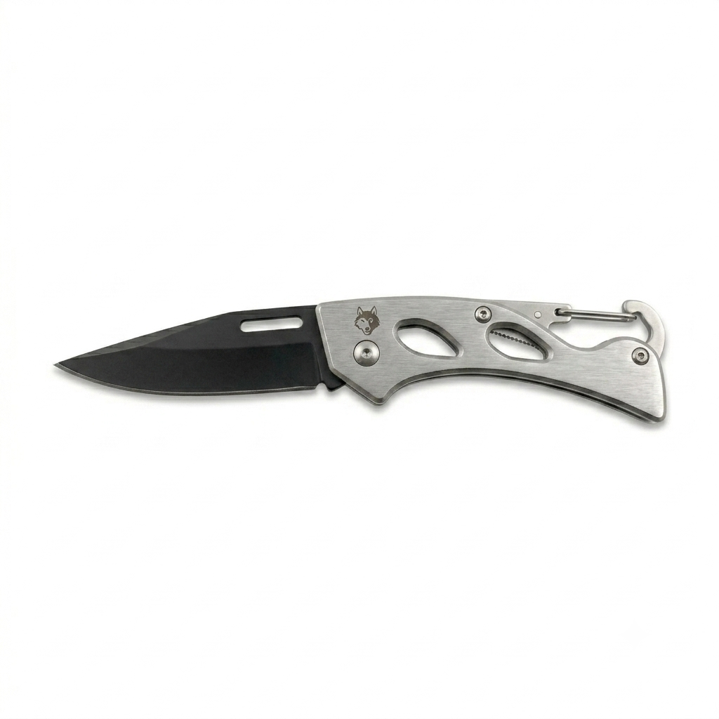 Tactical Folding Pocket Knife with Integrated Carabiner