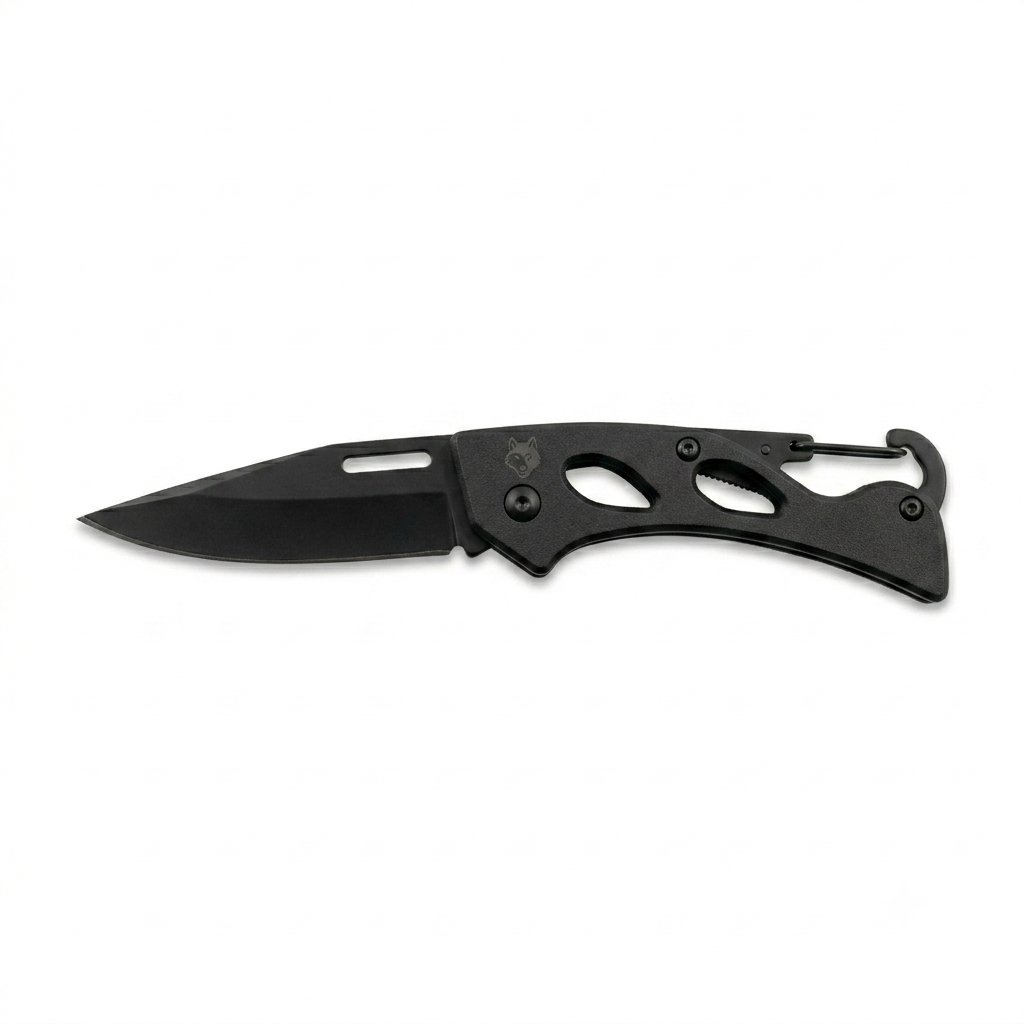 Tactical Folding Pocket Knife with Integrated Carabiner
