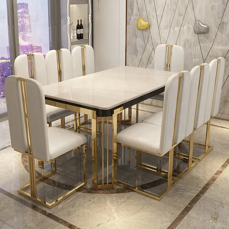 Cleopatra Dining Set- 6 seater White/Gold