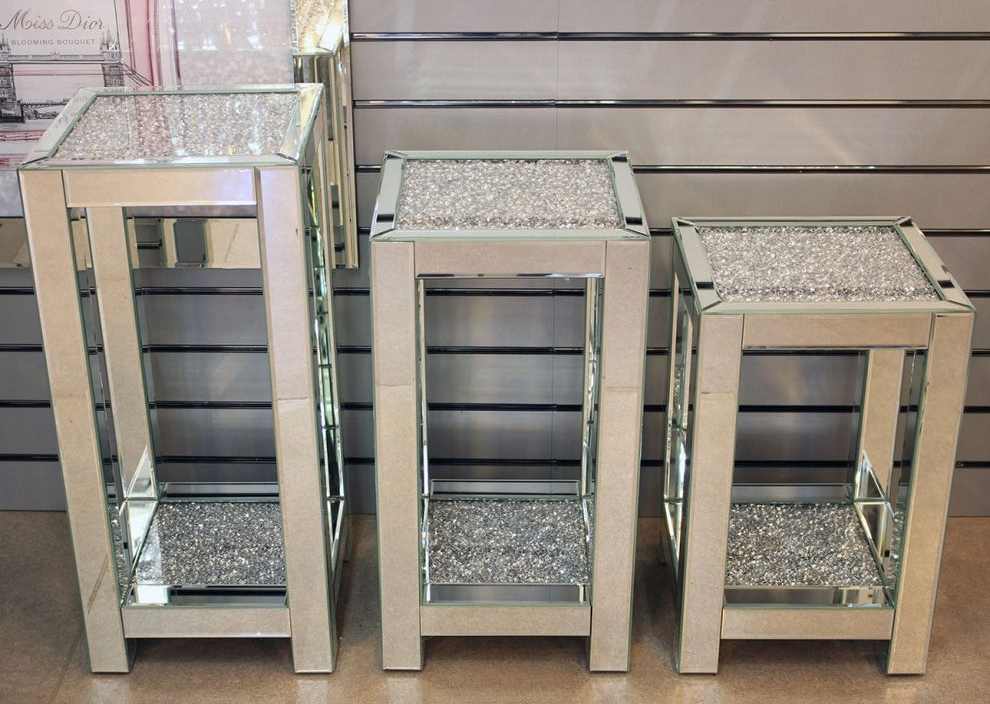 Doha mirrored crushed diamond 3- piece set