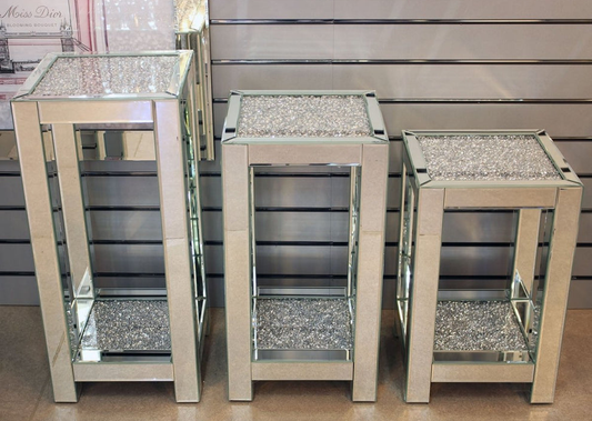 Doha mirrored crushed diamond 3- piece set
