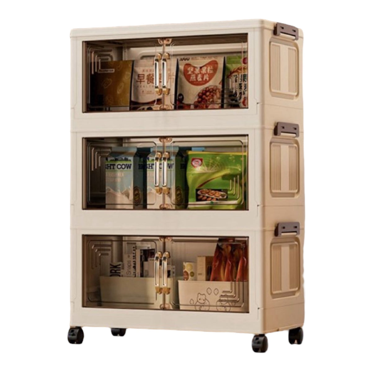 MHome Foldable Double Doors Plastic Foldable Box Storage Organizer Storage Bins With Wheels-Various Options