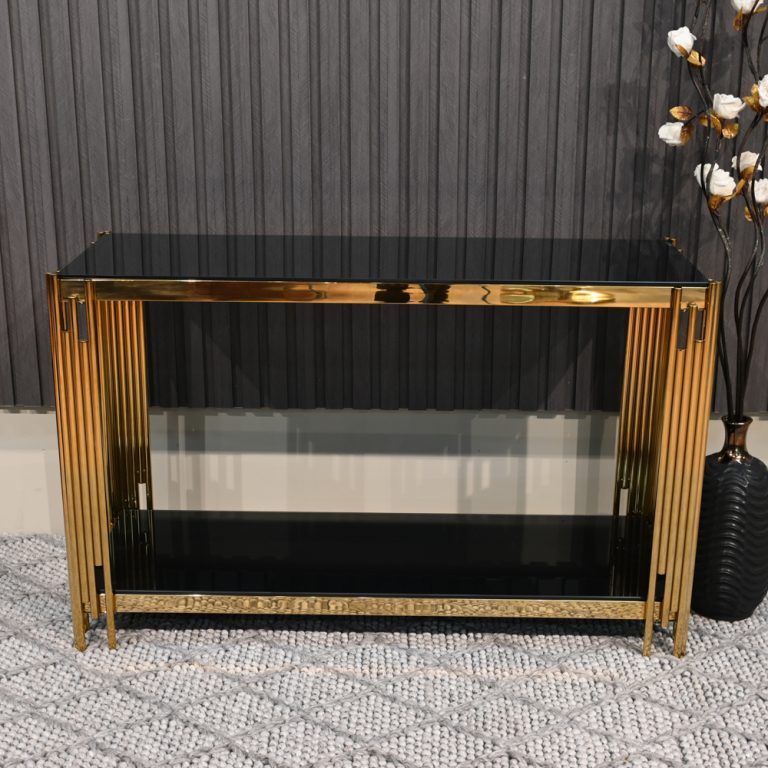 Gold glass console table 