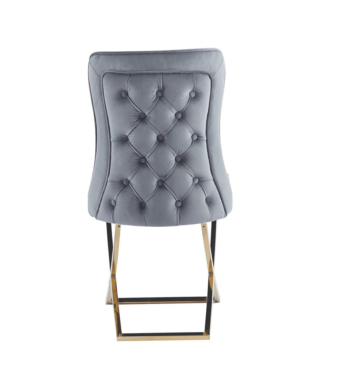 Velvet grey and gold dining chairs 