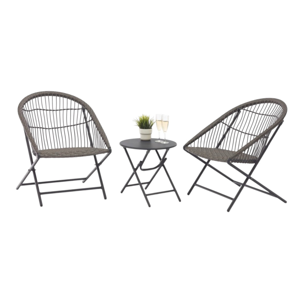 MFurn Rattan Indoor & Outdoor Chairs and Round Table – 3 Piece Set