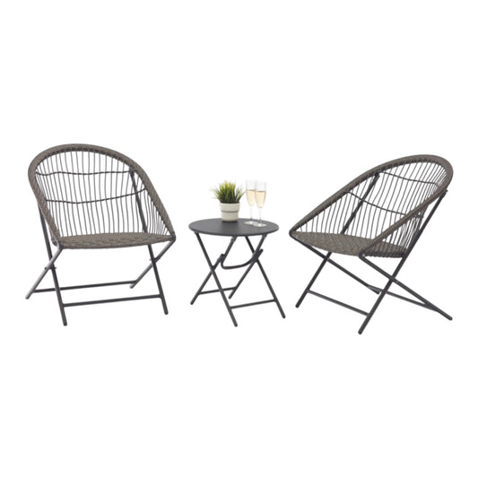 MFurn Rattan Indoor & Outdoor Chairs and Round Table – 3 Piece Set