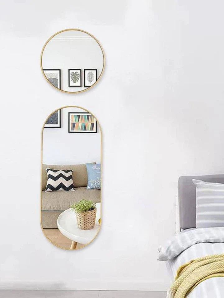 MHome Luxury Trip Mirror Set – 3 Piece Gold Frame Mirrors (Wall or Floor Display)