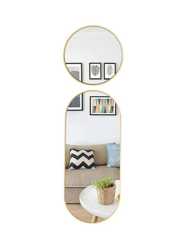 MHome Luxury Trip Mirror Set – 3 Piece Gold Frame Mirrors (Wall or Floor Display)