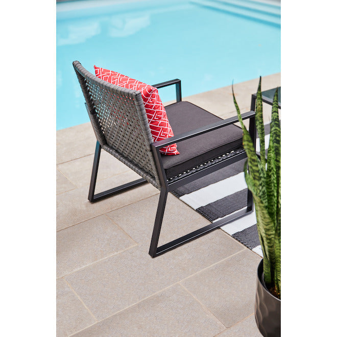 MFurn Maggie Inspirations 4-Piece Black Patio Conversation Set with Red Cushions