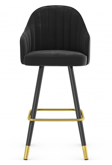 MFurn Gold Bar Stool Black Velvet