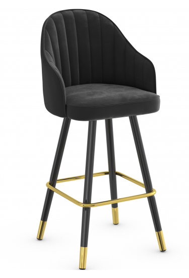 MFurn Gold Bar Stool Black Velvet