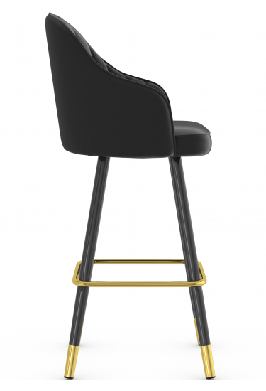 MFurn Gold Bar Stool Black Velvet