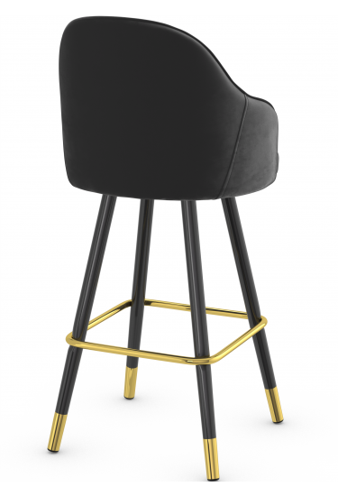 MFurn Gold Bar Stool Black Velvet