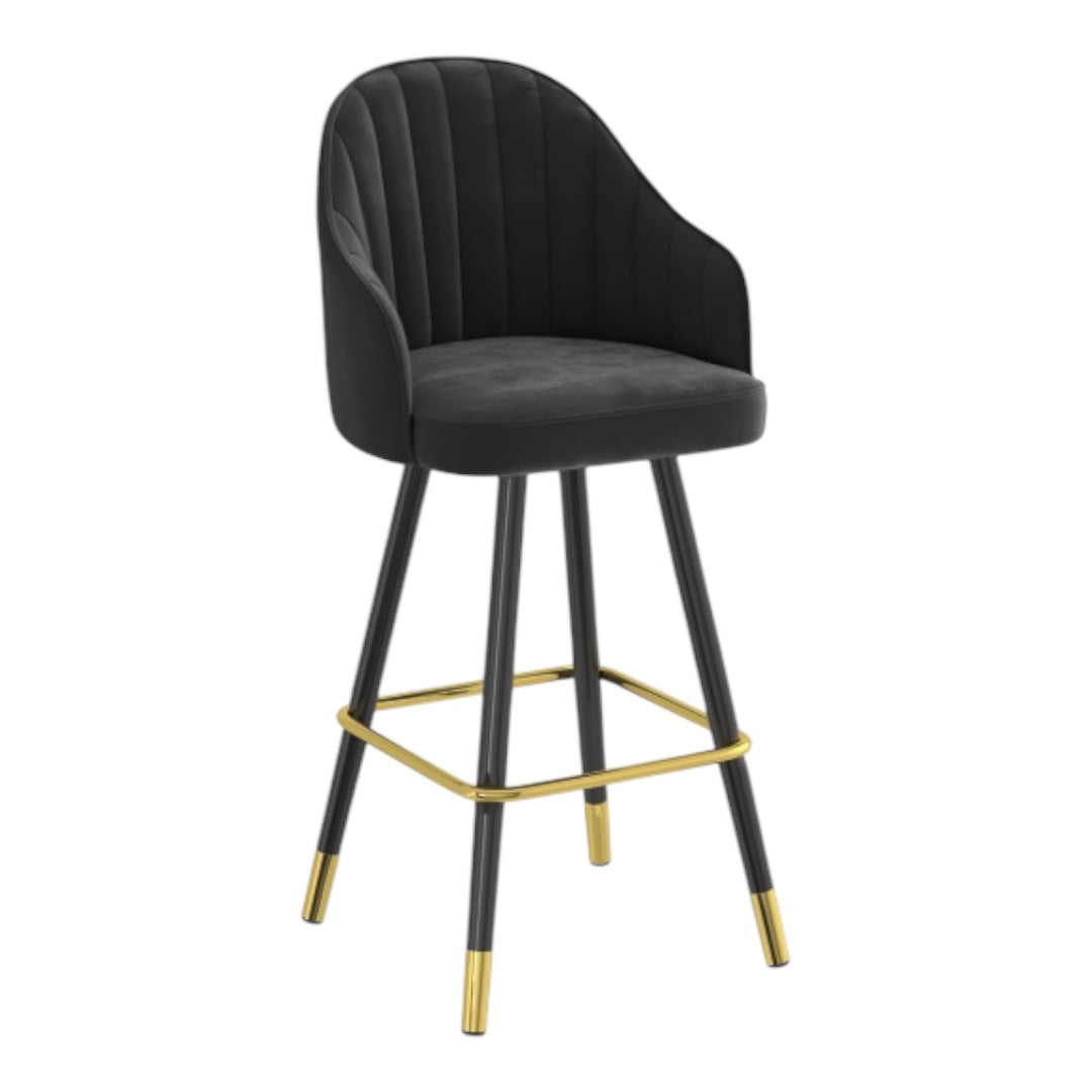 MFurn Gold Bar Stool Black Velvet